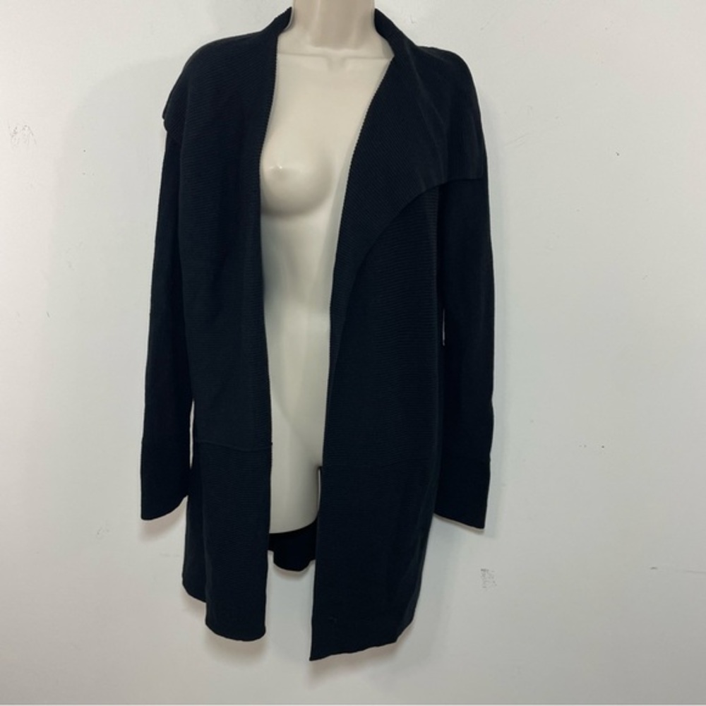 NIC+ZOE F161147 Womens Black Long-Sleeve Shawl Collar Open Front Cardigan Size L